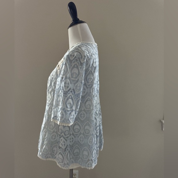 Anthropologie HD in Paris ‘Signa’ Blue Lace Peplum Top – Size 8 - Picture 4 of 4